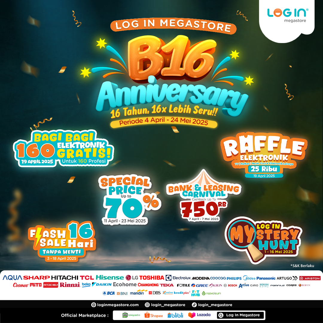 Banner Anniv Log In ke-16 - Login Megastore